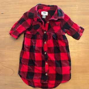 Old Navy Red and Black Plaid Shirt Dress